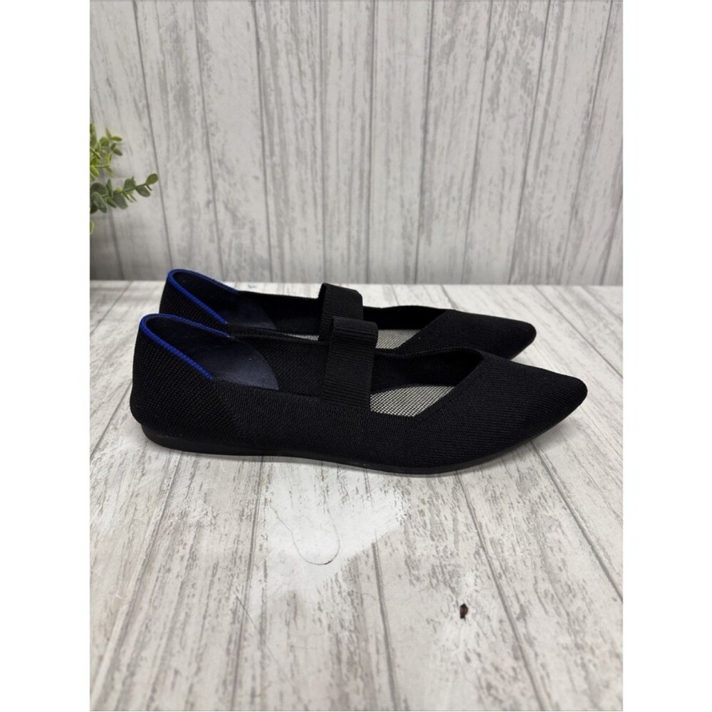 Womens Size 8 Rothy’s Black Mary Jane Point Flats EUC